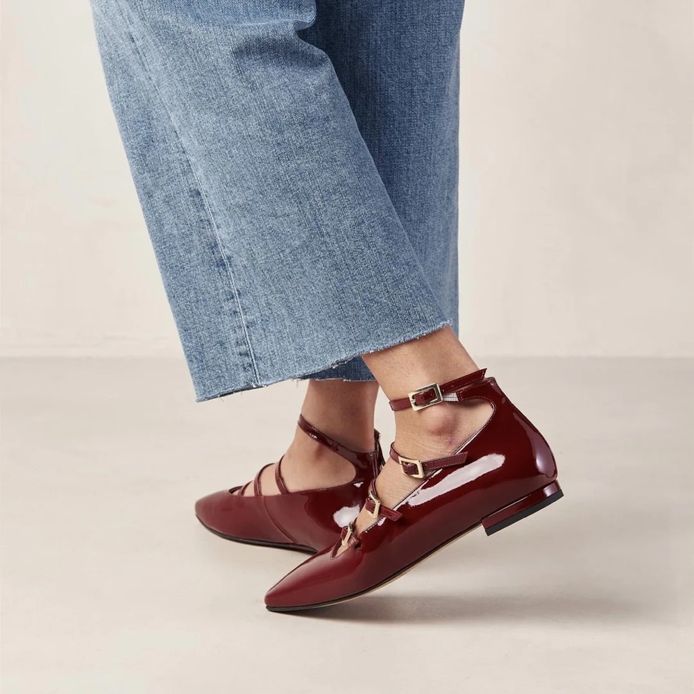ALOHAS Burgundy Multi-Strap Flats - US 7 - Picture 3 of 14
